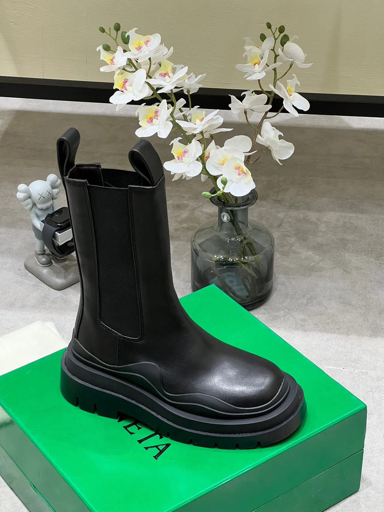 Bottega Veneta Andiamo Black Leather Chunky Sole Ankle Boots 3
