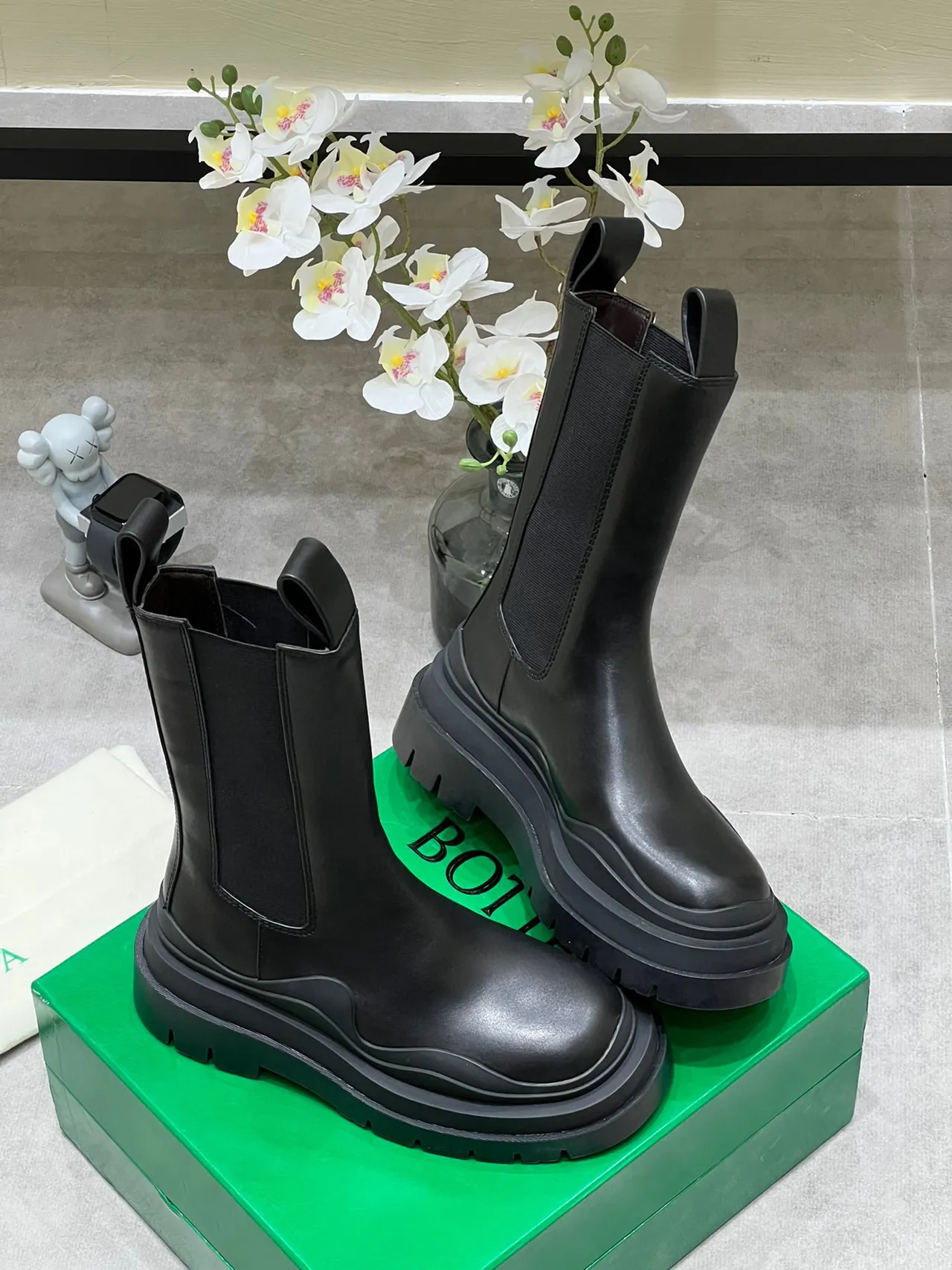 Bottega Veneta Andiamo Black Leather Chunky Sole Ankle Boots 4