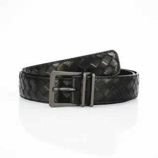 Bottega Veneta Cassette Intrecciato Black Leather Belt