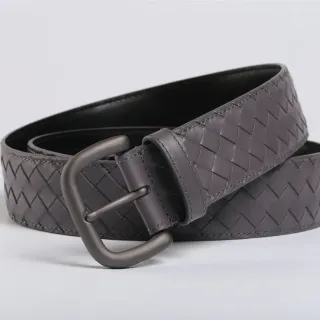 Bottega Veneta Cassette Intrecciato ধূসর চামড়ার বেল্ট