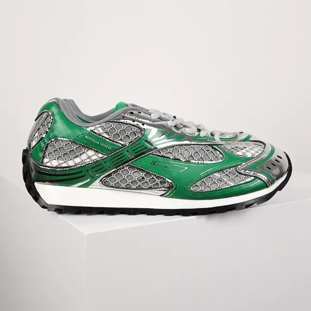 Bottega Veneta Green and Silver Mesh Cage Lifestyle Sneakers 3
