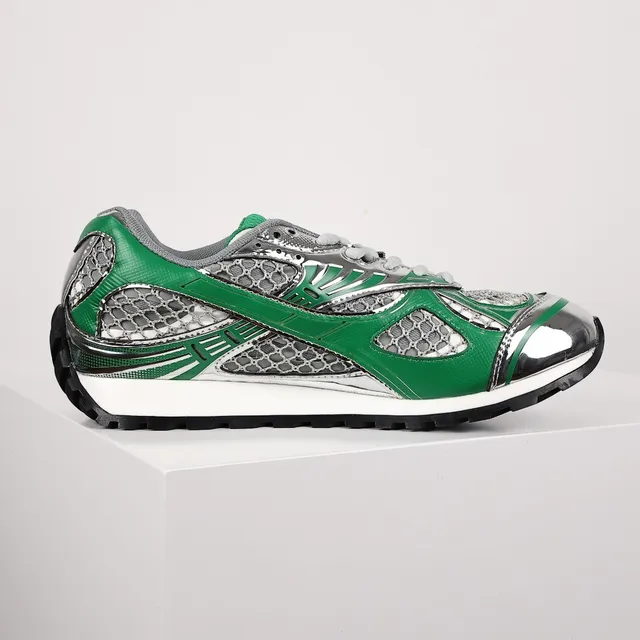 Bottega Veneta Green and Silver Mesh Cage Lifestyle Sneakers 7