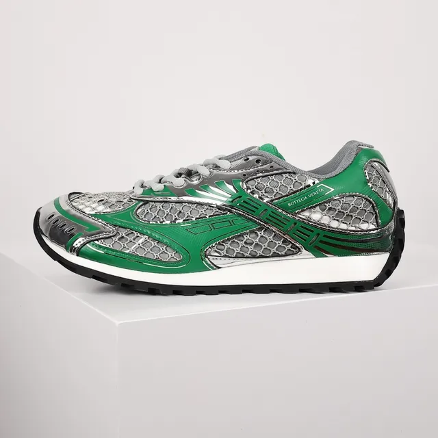 Bottega Veneta Green and Silver Mesh Cage Lifestyle Sneakers 9