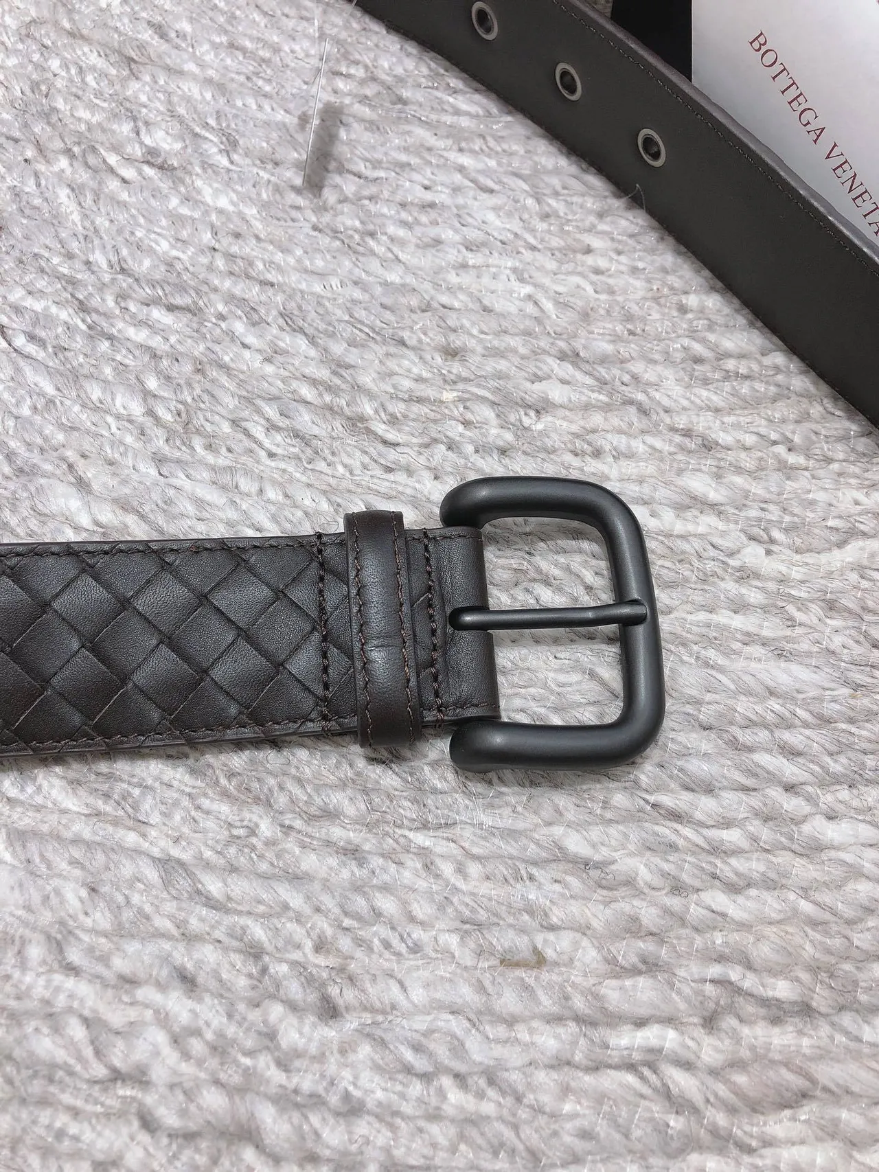Bottega Veneta Intrecciato Cinturón Marrón Negro Tejido Mate Hebilla Cinturón de Cuero 4
