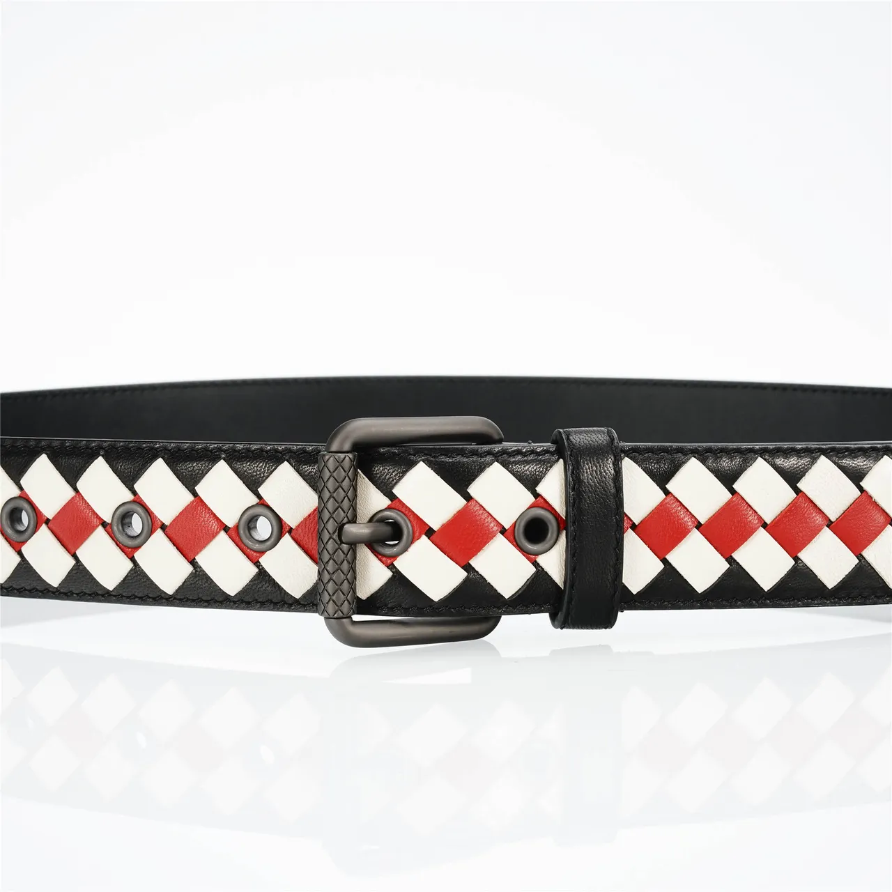 Bottega Veneta Intrecciato Black Multicolor Woven Multi-Color Leather Belt 8