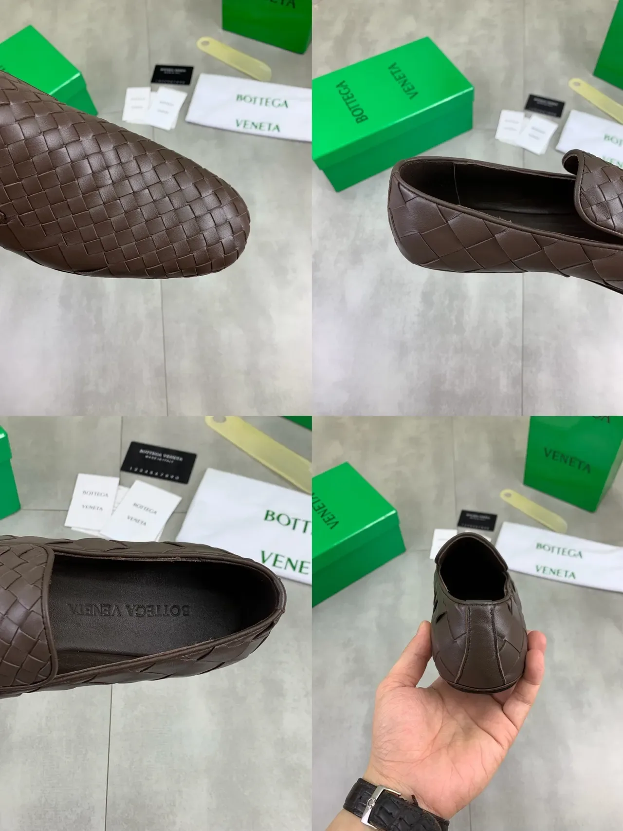 Bottega Veneta Intrecciato Loafer বাদামি কালো বুনন চামড়া Slip-On Loafer 3