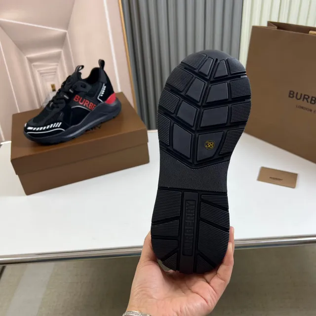 Burberry Black Red Sole Mesh And Suede Upper Chunky Sneakers 3