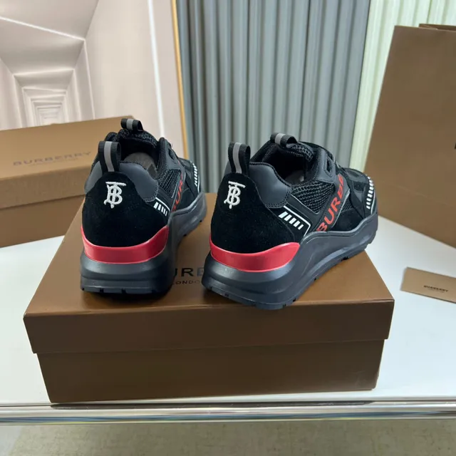 Burberry Black Red Sole Mesh And Suede Upper Chunky Sneakers 6