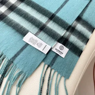 Burberry নীল কালো ক্লাসিক চেক প্লেইড ফ্রিঞ্জড এন্ডস ক্যাশমিয়ার স্কার্ফ