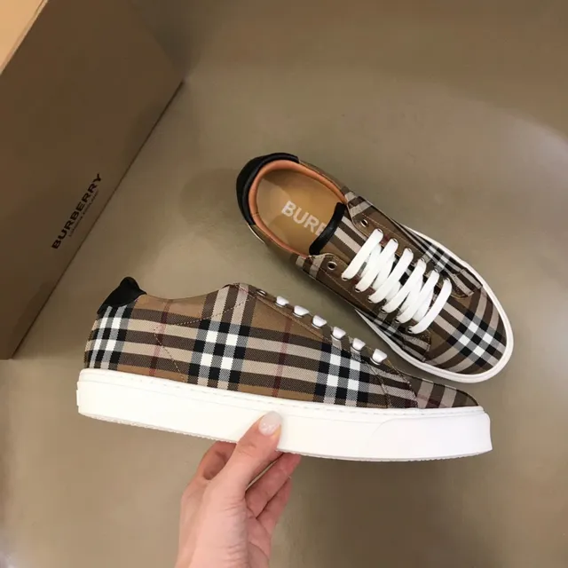 Burberry Check Sneaker Beige Noir Plaid Toile Supérieure Plat Semelle Caoutchouc Blanc Lifestyle Sneakers 6