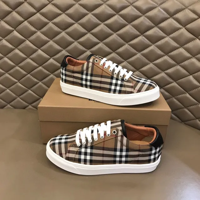 Burberry Check Sneaker Beige Noir Plaid Toile Supérieure Plat Semelle Caoutchouc Blanc Lifestyle Sneakers 7