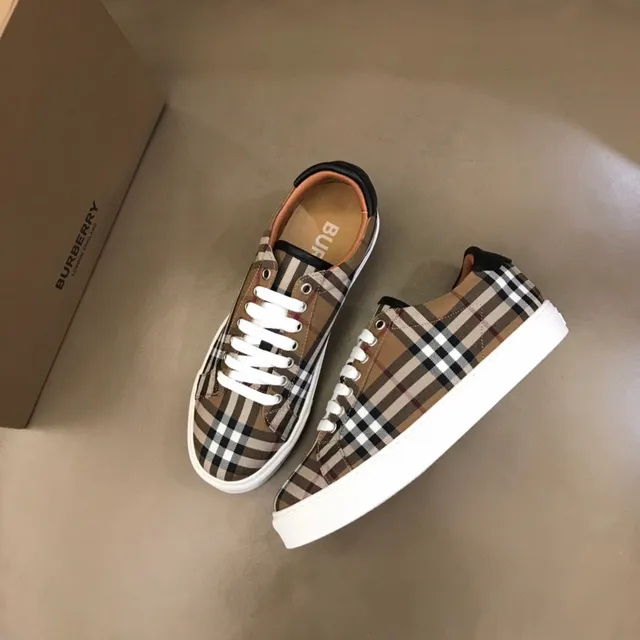 Burberry Check Sneaker Beige Noir Plaid Toile Supérieure Plat Semelle Caoutchouc Blanc Lifestyle Sneakers 8