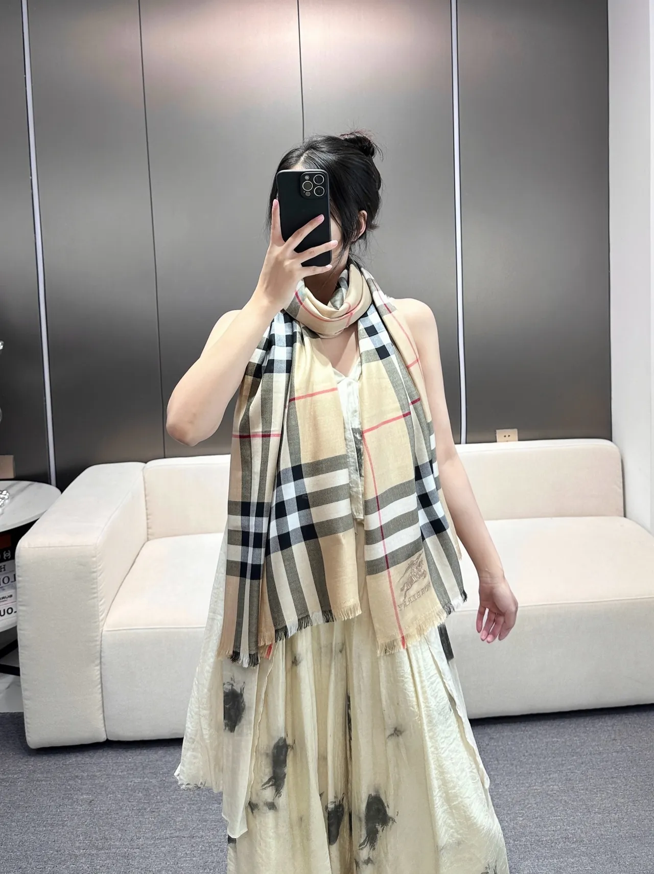 Burberry bufanda cachemira beige classic check 9