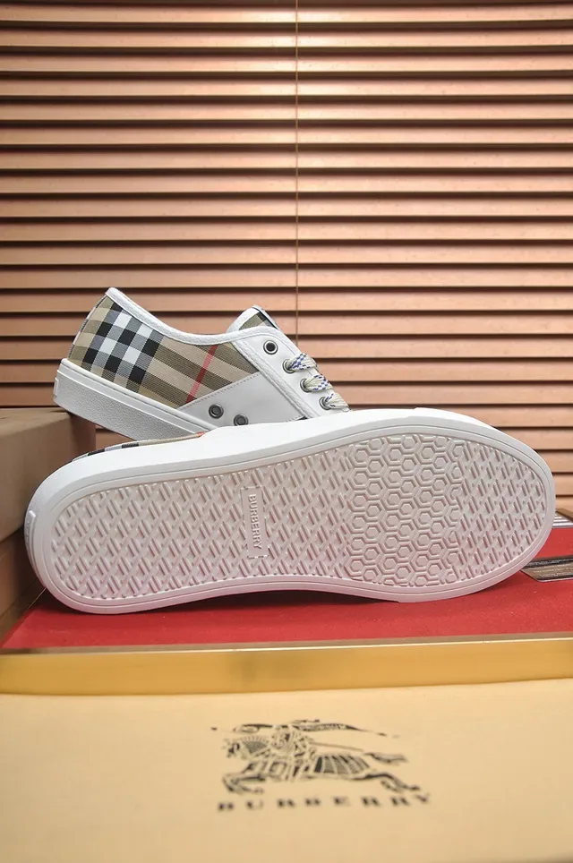 Burberry Knight Check and Leather Low-Top Lifestyle Sneakers 2