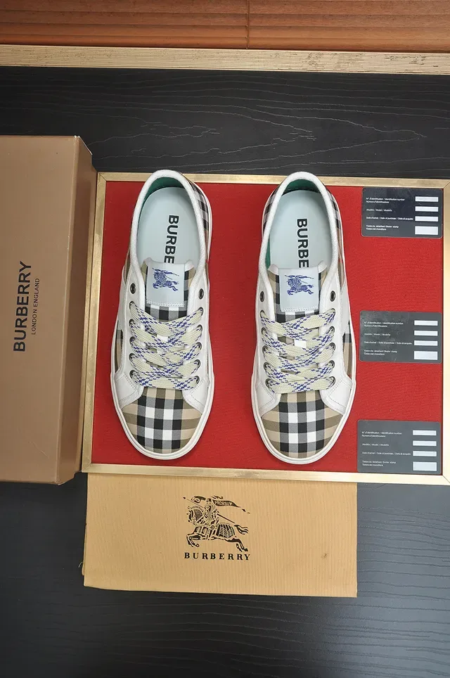 Burberry Knight Check and Leather Low-Top Lifestyle Sneakers 4