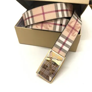 Burberry Knight Nova Check Beige Burgundy ceinture en cuir