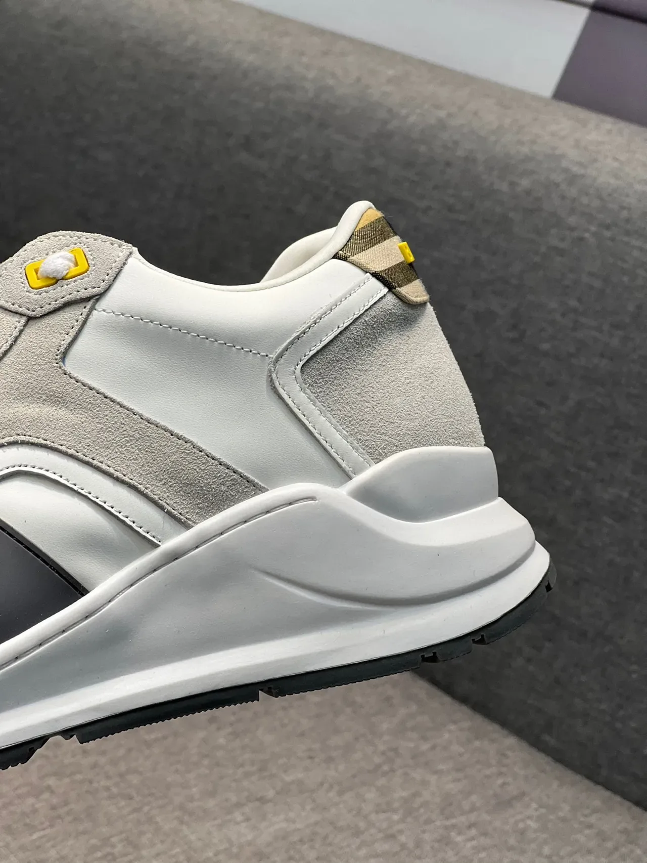 Burberry Knight White Gray Midsole Mixed-Material Upper Chunky Sneakers 8
