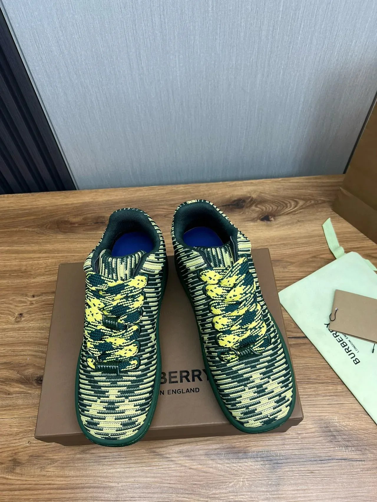 Burberry Knit Striped Green and Lime Lifestyle Sneakers 3