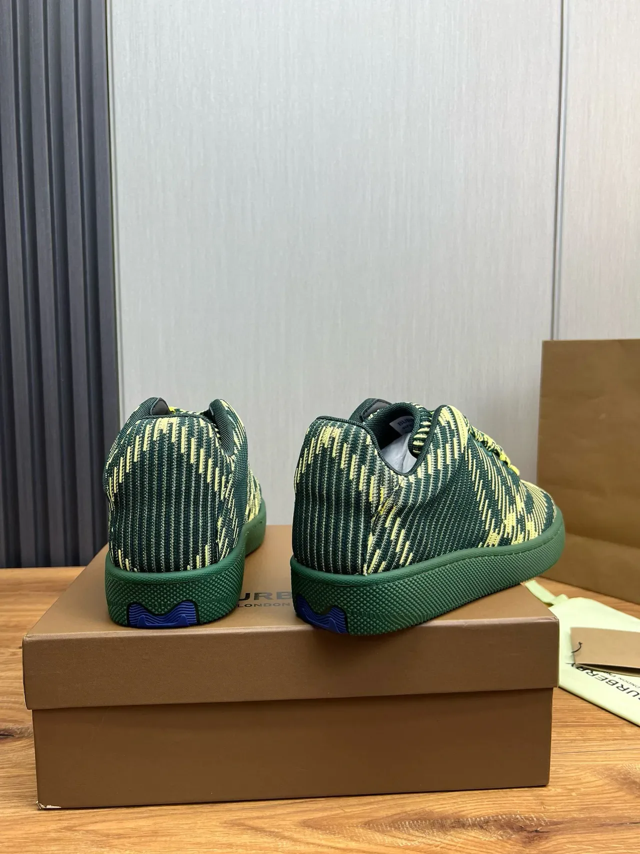 Burberry Knit Striped Green and Lime Lifestyle Sneakers 6