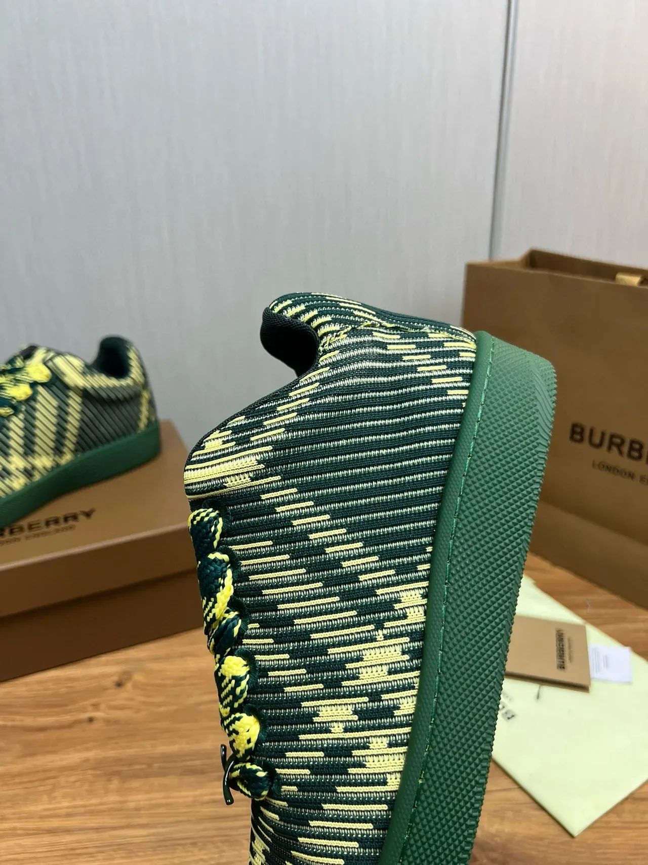 Burberry Knit Striped Green and Lime Lifestyle Sneakers 10