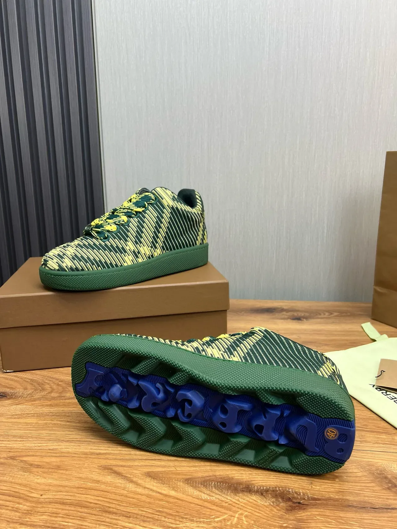 Burberry Knit Striped Green and Lime Lifestyle Sneakers 11