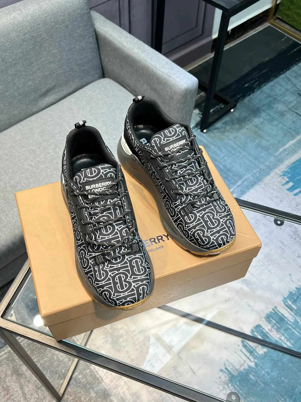 Burberry Monogram-Print Baskets Lifestyle à Encolure Basse 5
