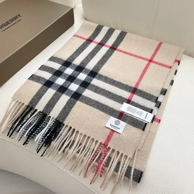 Burberry Nova Check beige negro blanco Cashmere bufanda 4