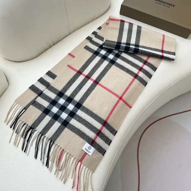 Burberry Nova Check beige negro blanco Cashmere bufanda 5