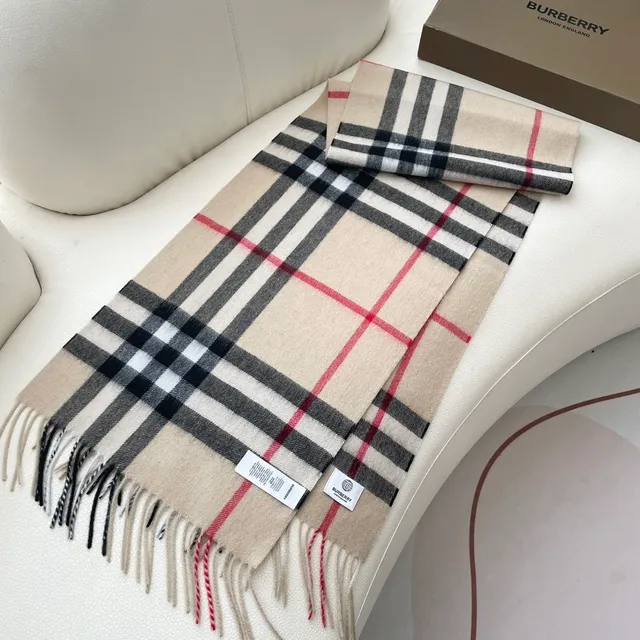 Burberry Nova Check beige negro blanco Cashmere bufanda 6