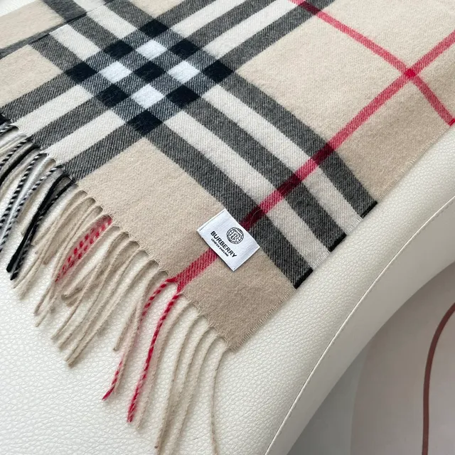 Burberry Nova Check beige negro blanco Cashmere bufanda 8