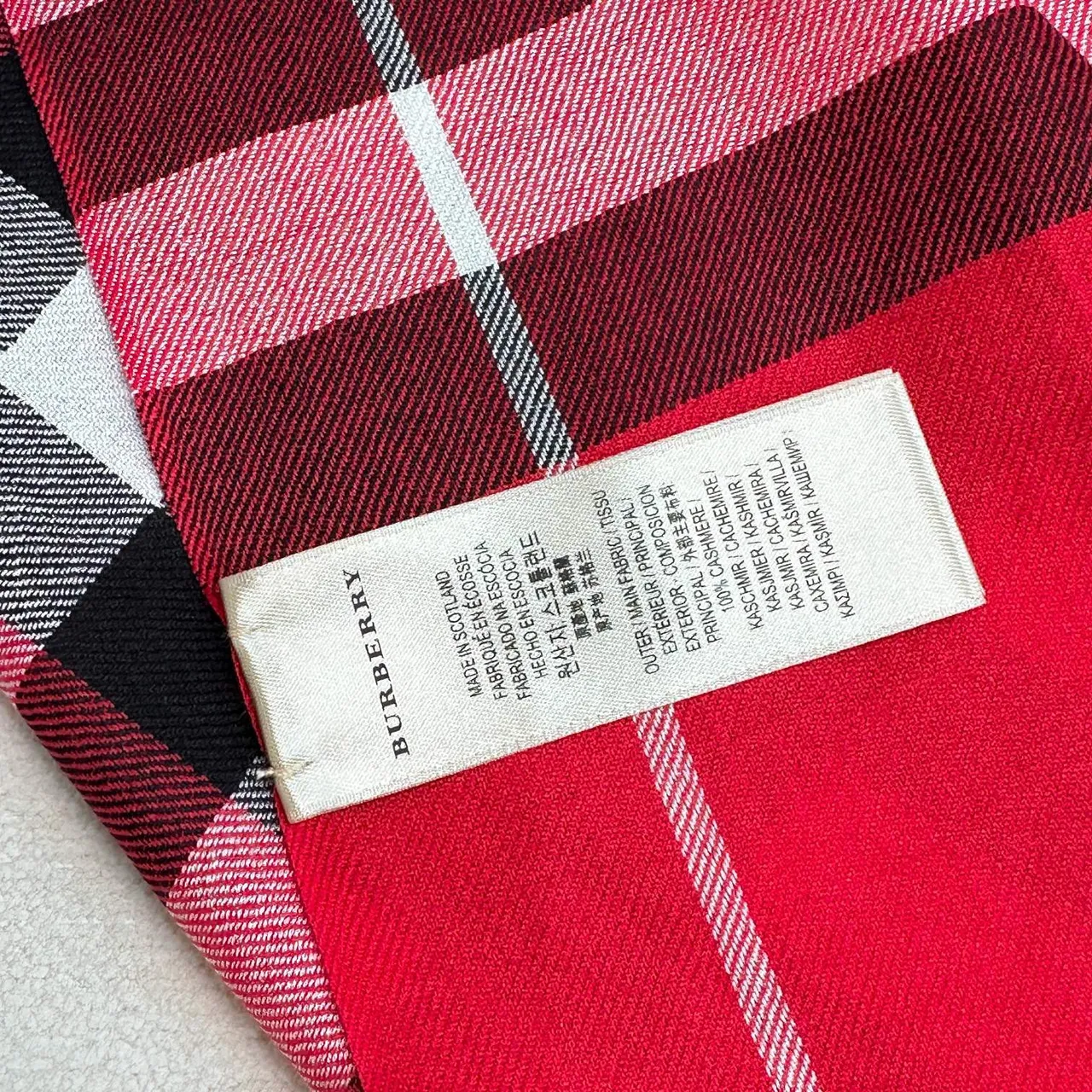 Burberry Nova Check Châle Rouge Multicolore Oversized Frangée 2