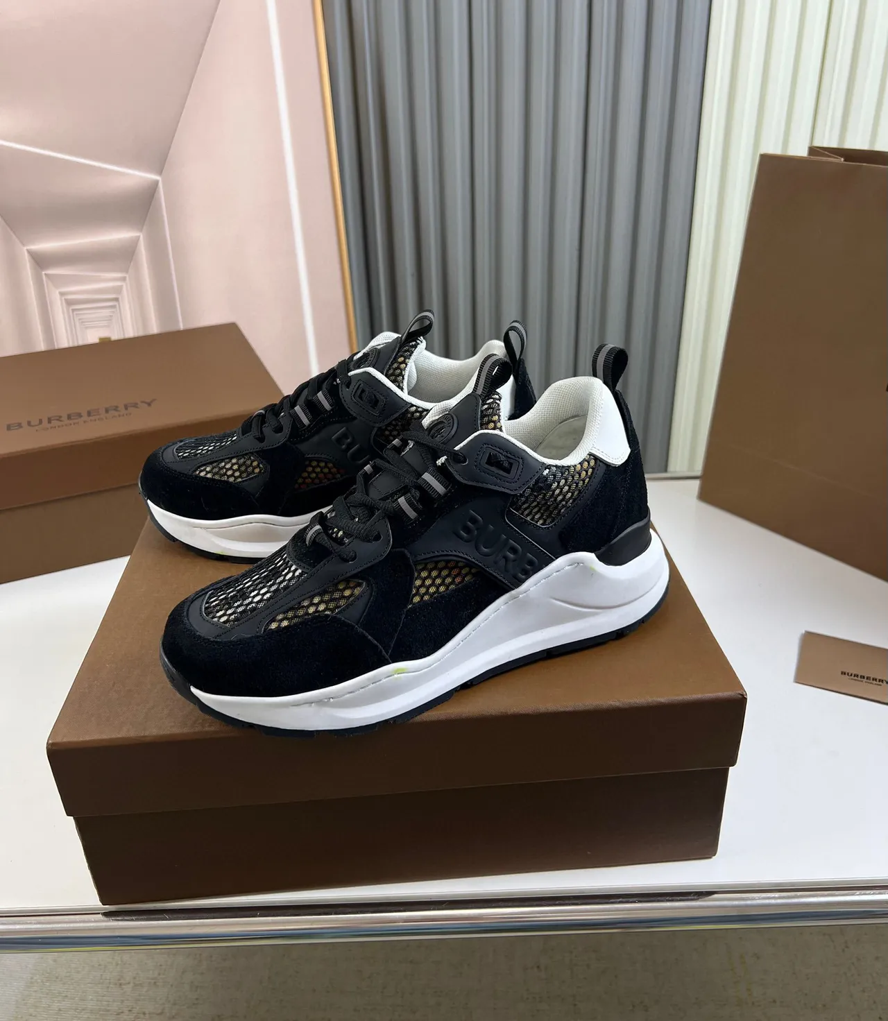 Burberry Runner Black and White Chunky Sneakers 7