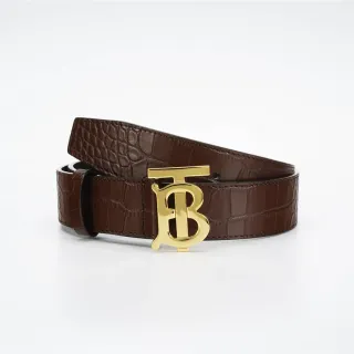 Burberry TB Belt حزام جلد بني مزخرف تمساح