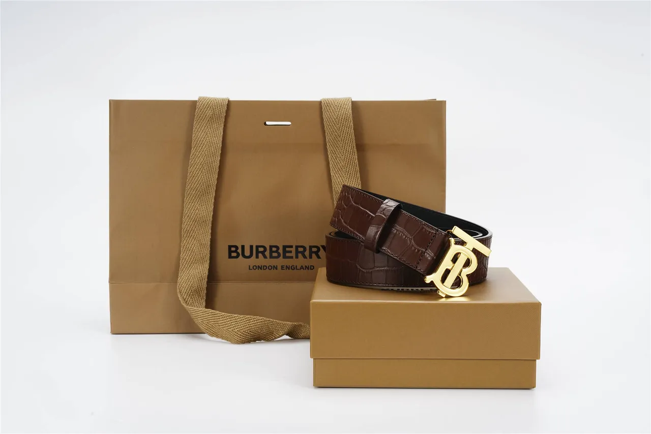 Burberry TB Belt Brown Croc-Embossed Leather Belt 4