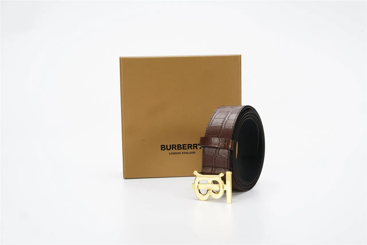 Burberry TB Belt Brown Croc-Embossed Leather Belt 5