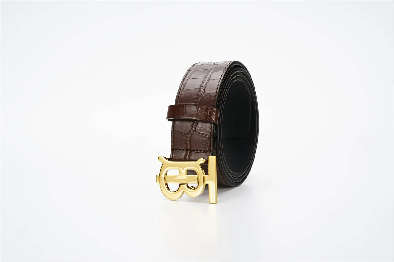Burberry TB Belt Brown Croc-Embossed Leather Belt 6
