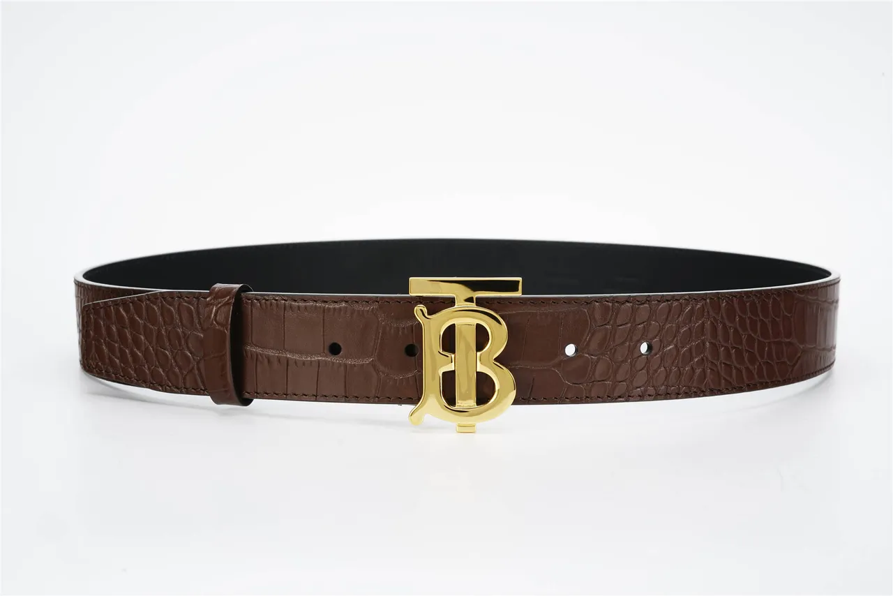 Burberry TB Belt Brown Croc-Embossed Leather Belt 7