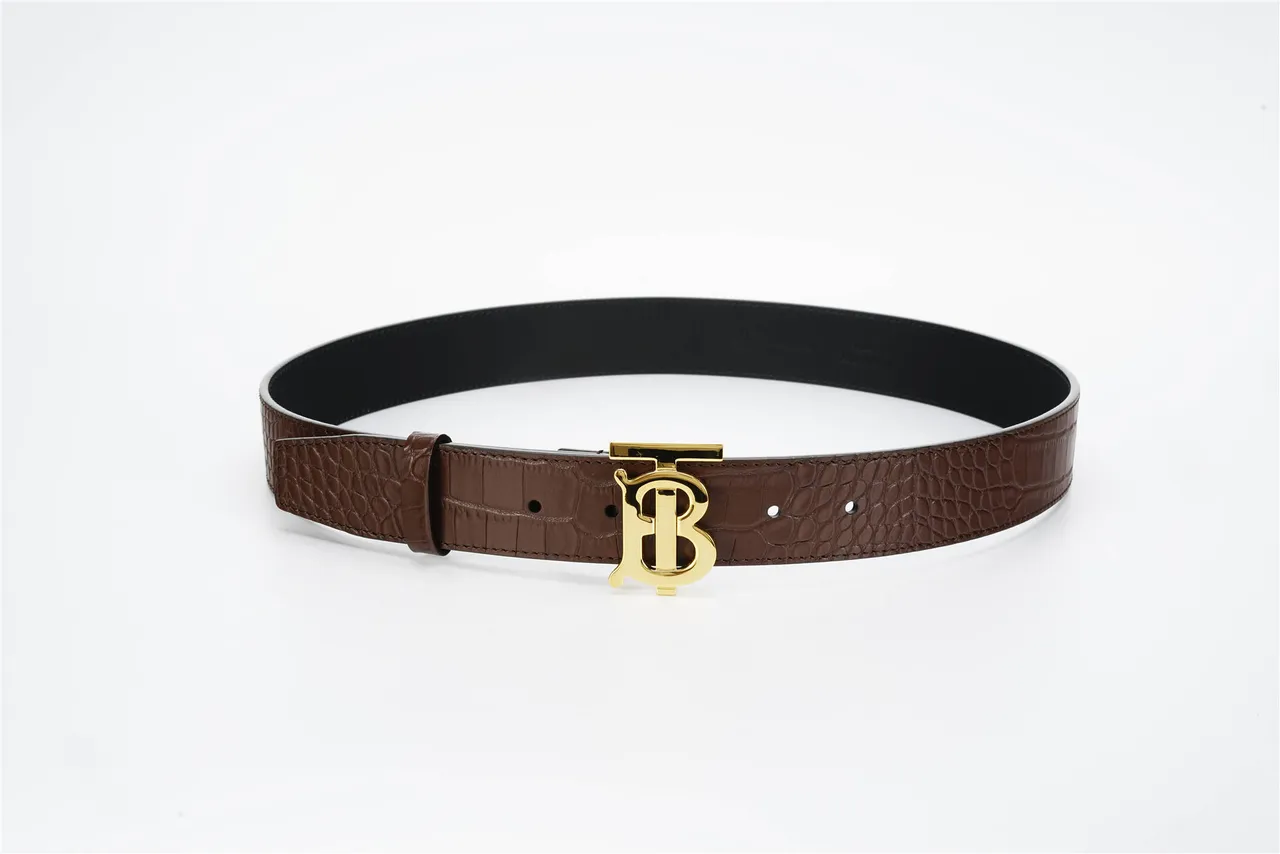 Burberry TB Belt Brown Croc-Embossed Leather Belt 8