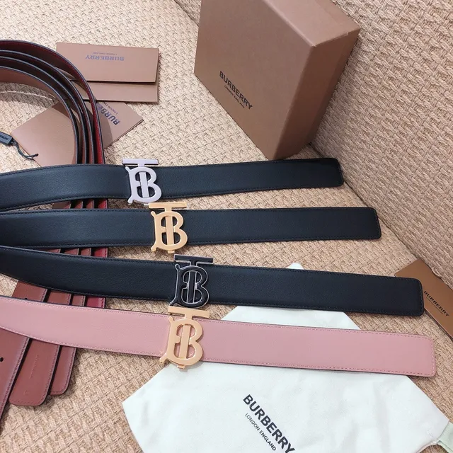 Burberry TB Monogram Belt Black and Brown Leather Belt 3