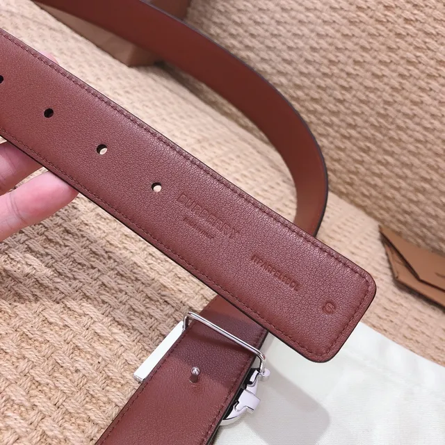 Burberry TB Monogram Belt Black and Brown Leather Belt 5