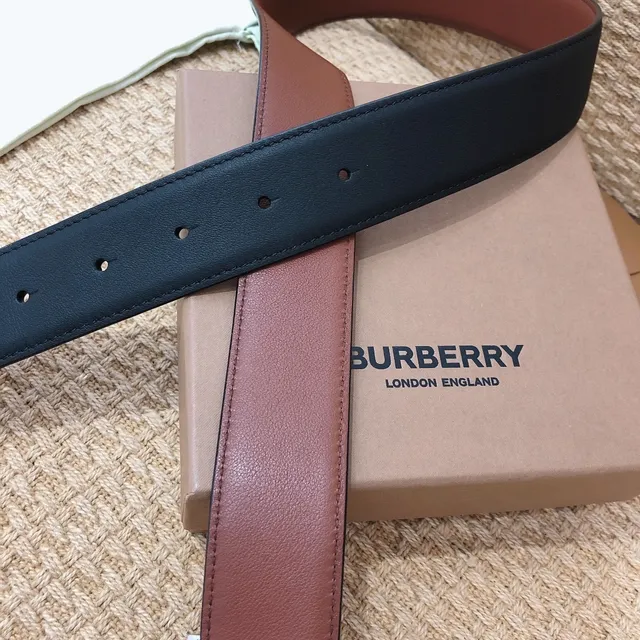 Burberry TB Monogram Belt Black and Brown Leather Belt 6
