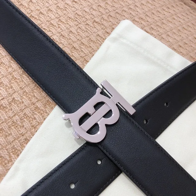 Burberry TB Monogram Belt Black and Brown Leather Belt 7