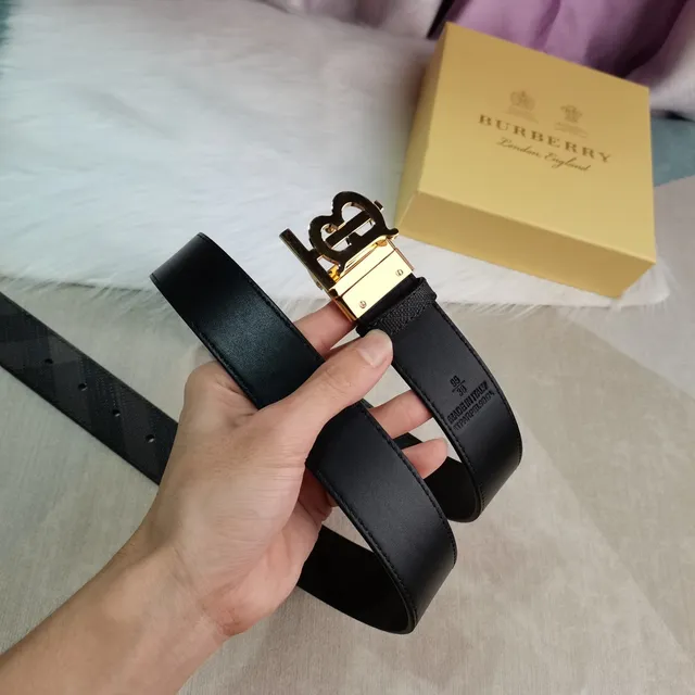 Burberry TB Monogram Gold-Tone Buckle Leather Belt 6