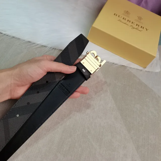 Burberry TB Monogram Gold-Tone Buckle Leather Belt 8