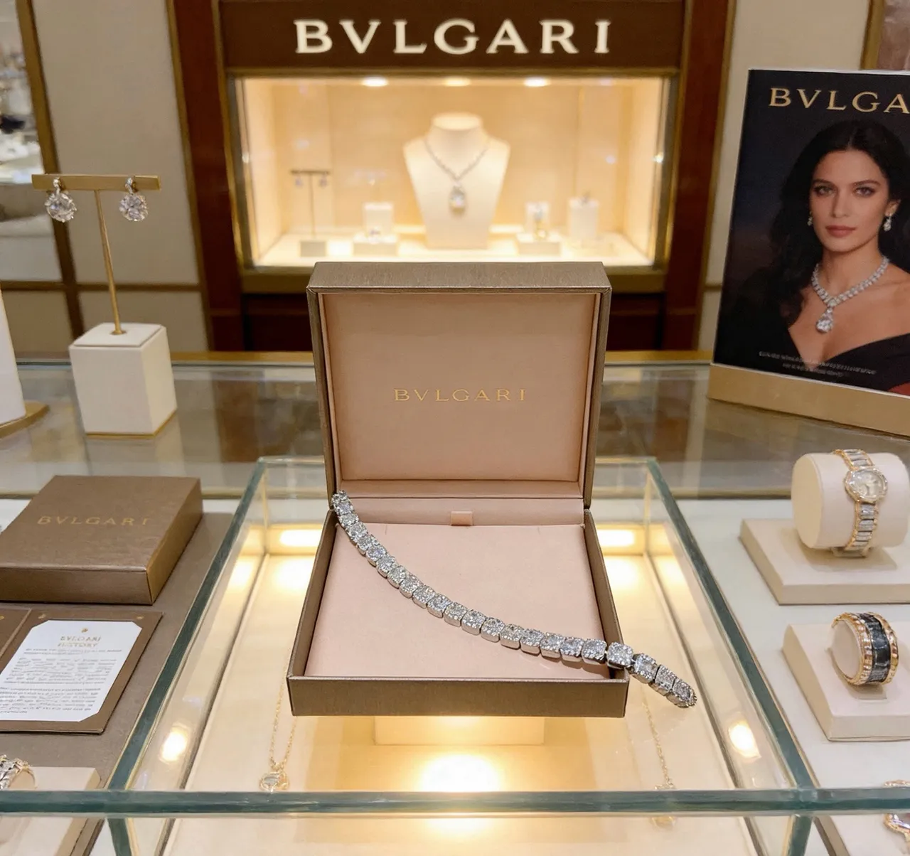 Bvlgari 铰接帕维光环方形切割宝石手链 3