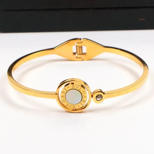 Bvlgari B.zero1 Gold Silver Hinged Bangle Circular Logo Medallion Bracelet 4