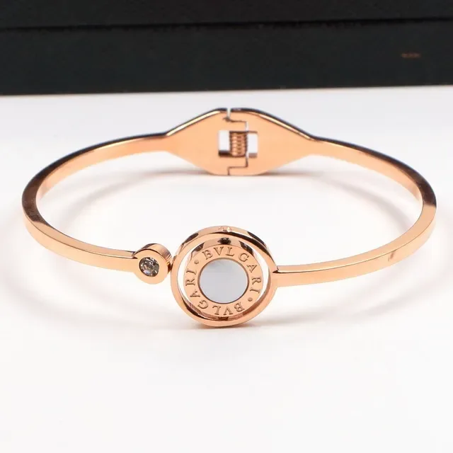 Bvlgari B.zero1 Gold Silver Hinged Bangle Circular Logo Medallion Bracelet 5