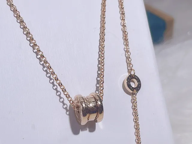 Bvlgari B.zero1 ذهب Tubogas-مستوحى قلادة ملفوفة تعليقات دائرية مزدوجة الشعار قلادة 6