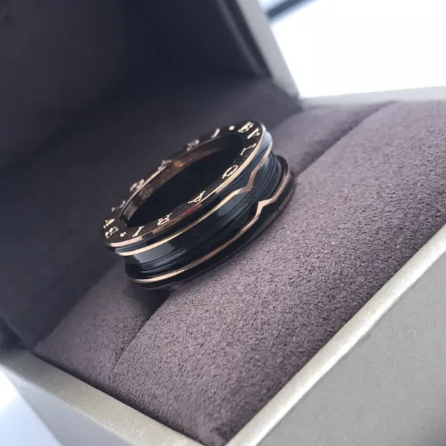 Bvlgari B.zero1 Multi-Band Engraved Gold-Tone and Black Ring 3
