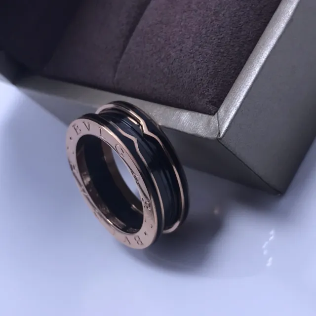 Bvlgari B.zero1 Multi-Band Engraved Gold-Tone and Black Ring 4